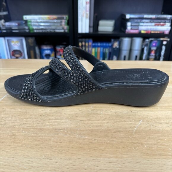 Crocs Women's Patricia Diamante Embellished Slip On Wedge Sandals Size 8 - Picture 4 of 5